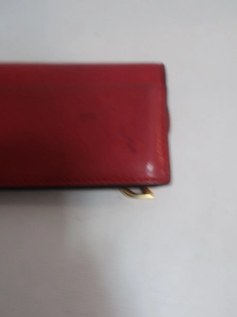 Authentic Christian Dior Paris Red Leather Saddle D Charm Credit Card Wallet